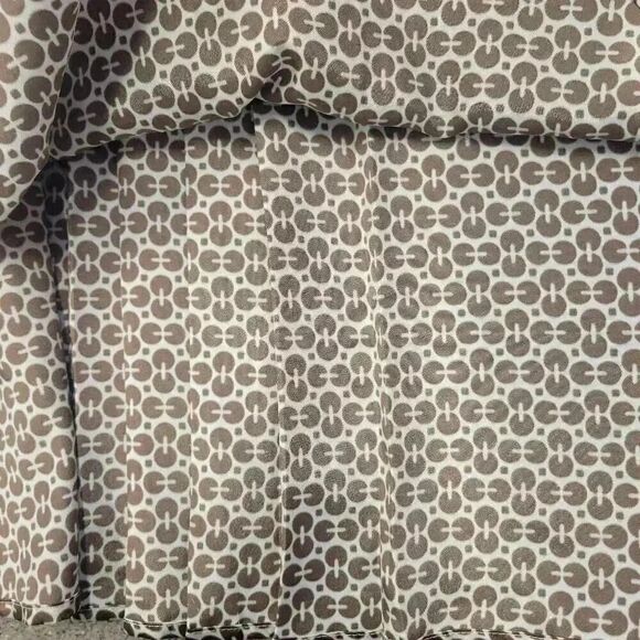 Robbie Bee Women's White/Brown/Lime Green Poly Satin A-Line Short Sleeve Button - Picture 11 of 12